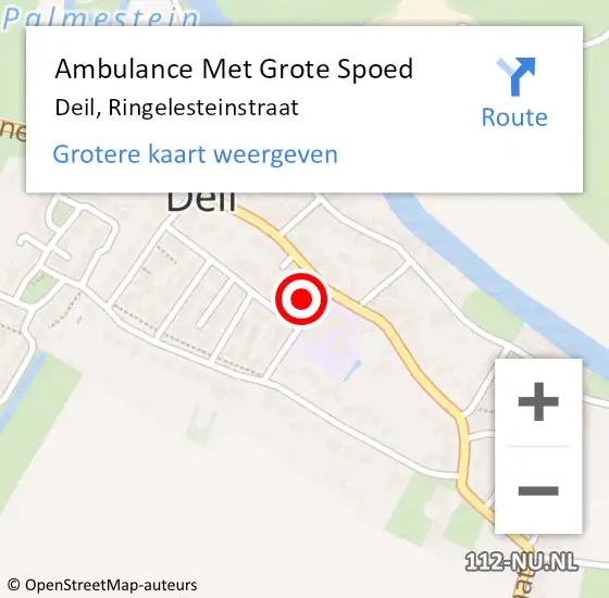 Locatie op kaart van de 112 melding: Ambulance Met Grote Spoed Naar Deil, Ringelesteinstraat op 9 april 2022 11:28