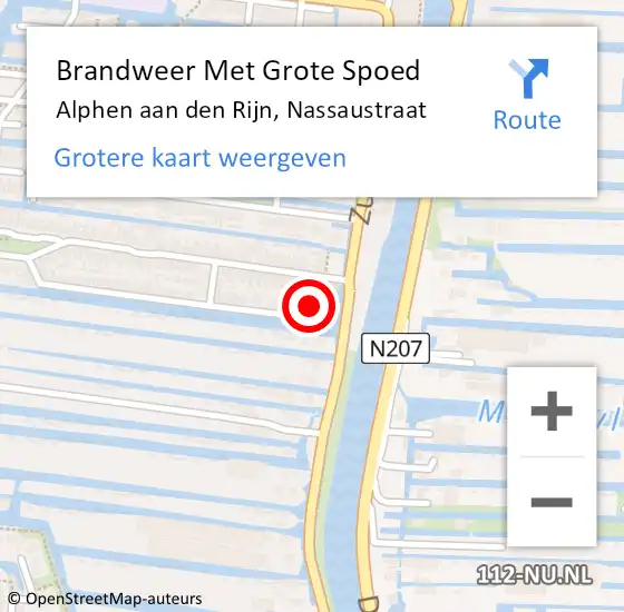 Locatie op kaart van de 112 melding: Brandweer Met Grote Spoed Naar Alphen aan den Rijn, Nassaustraat op 9 april 2022 11:37