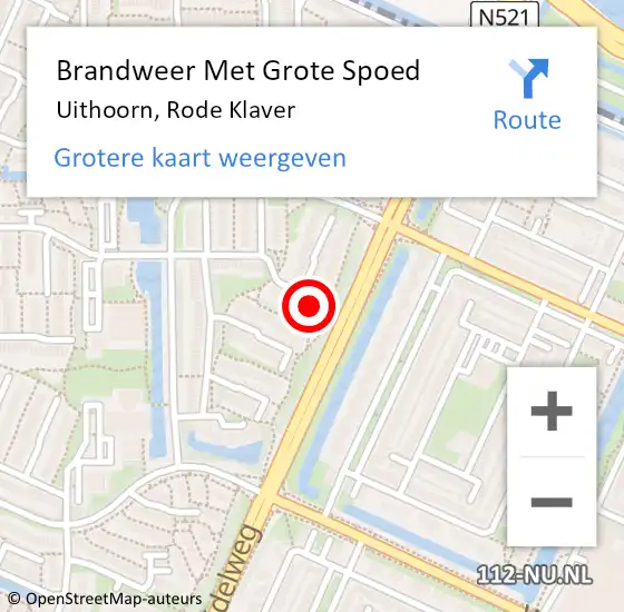 Locatie op kaart van de 112 melding: Brandweer Met Grote Spoed Naar Uithoorn, Rode Klaver op 9 april 2022 11:48