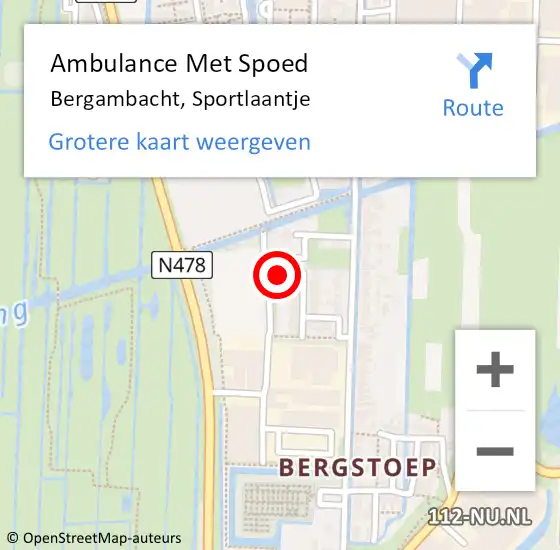 Locatie op kaart van de 112 melding: Ambulance Met Spoed Naar Bergambacht, Sportlaantje op 9 april 2022 11:56