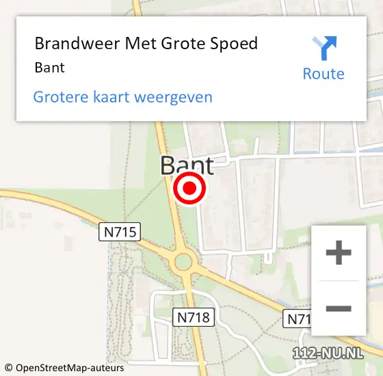 Locatie op kaart van de 112 melding: Brandweer Met Grote Spoed Naar Bant op 9 april 2022 11:59