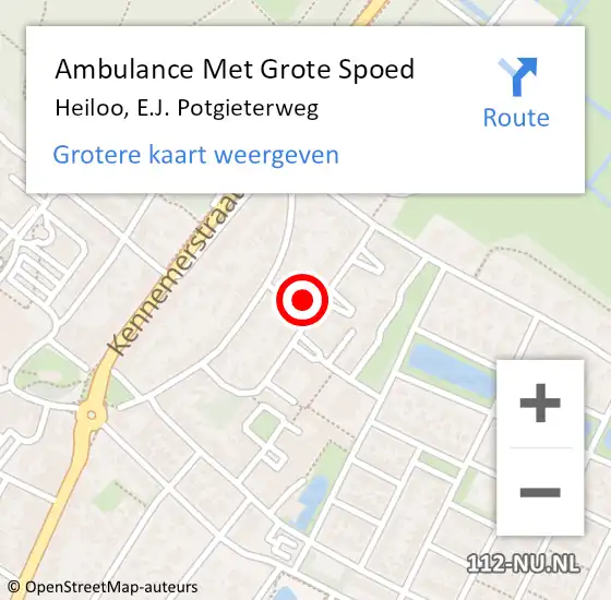 Locatie op kaart van de 112 melding: Ambulance Met Grote Spoed Naar Heiloo, E.J. Potgieterweg op 9 april 2022 12:21
