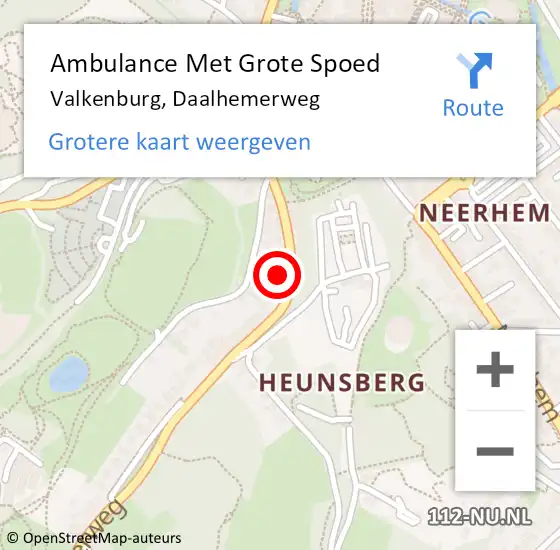 Locatie op kaart van de 112 melding: Ambulance Met Grote Spoed Naar Valkenburg, Daalhemerweg op 9 april 2022 12:27