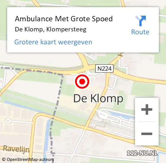 Locatie op kaart van de 112 melding: Ambulance Met Grote Spoed Naar De Klomp, Klompersteeg op 9 april 2022 12:30