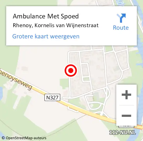 Locatie op kaart van de 112 melding: Ambulance Met Spoed Naar Rhenoy, Kornelis van Wijnenstraat op 9 april 2022 12:39
