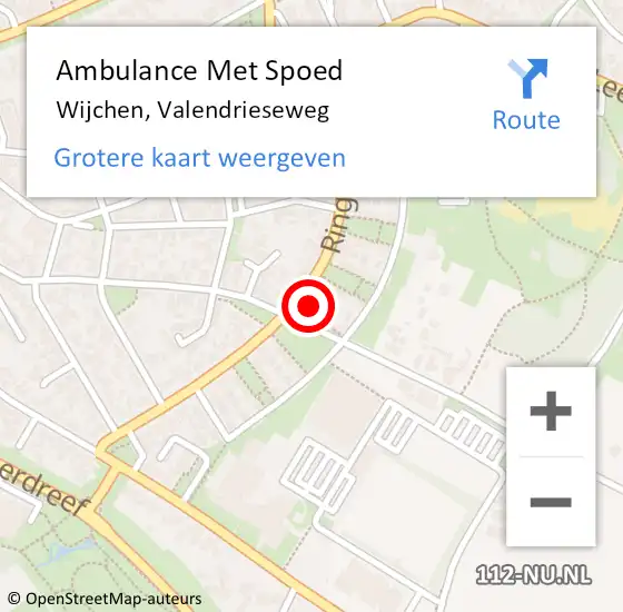 Locatie op kaart van de 112 melding: Ambulance Met Spoed Naar Wijchen, Valendrieseweg op 9 april 2022 12:55