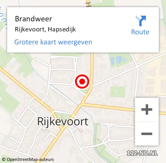 Locatie op kaart van de 112 melding: Brandweer Rijkevoort, Hapsedijk op 13 juli 2014 22:01