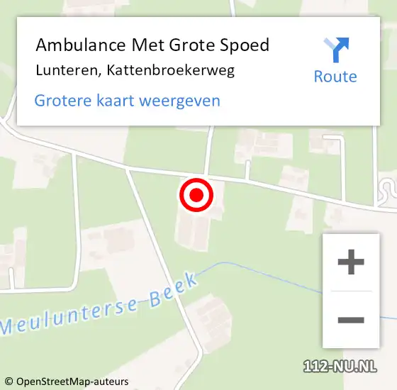 Locatie op kaart van de 112 melding: Ambulance Met Grote Spoed Naar Lunteren, Kattenbroekerweg op 9 april 2022 13:00