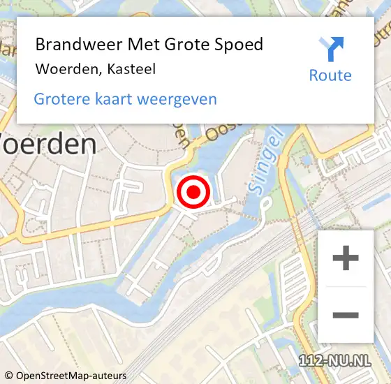 Locatie op kaart van de 112 melding: Brandweer Met Grote Spoed Naar Woerden, Kasteel op 9 april 2022 13:07