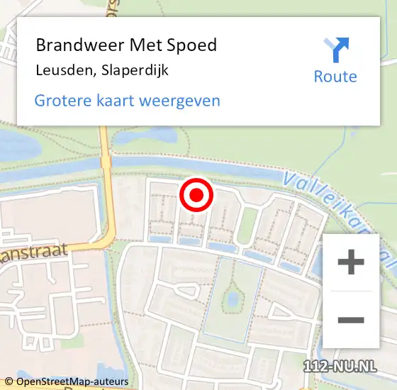 Locatie op kaart van de 112 melding: Brandweer Met Spoed Naar Leusden, Slaperdijk op 9 april 2022 13:08