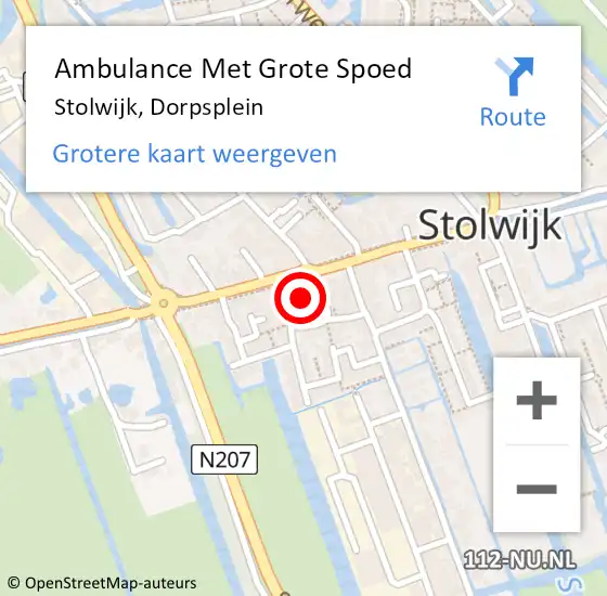Locatie op kaart van de 112 melding: Ambulance Met Grote Spoed Naar Stolwijk, Dorpsplein op 9 april 2022 13:11
