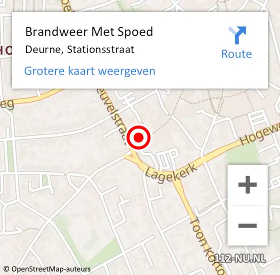 Locatie op kaart van de 112 melding: Brandweer Met Spoed Naar Deurne, Stationsstraat op 9 april 2022 13:24