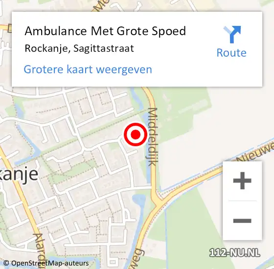 Locatie op kaart van de 112 melding: Ambulance Met Grote Spoed Naar Rockanje, Sagittastraat op 9 april 2022 13:53