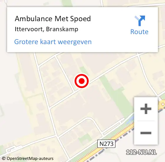 Locatie op kaart van de 112 melding: Ambulance Met Spoed Naar Ittervoort, Branskamp op 9 april 2022 13:58