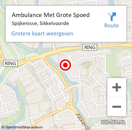Locatie op kaart van de 112 melding: Ambulance Met Grote Spoed Naar Spijkenisse, Sikkelvoorde op 9 april 2022 14:20