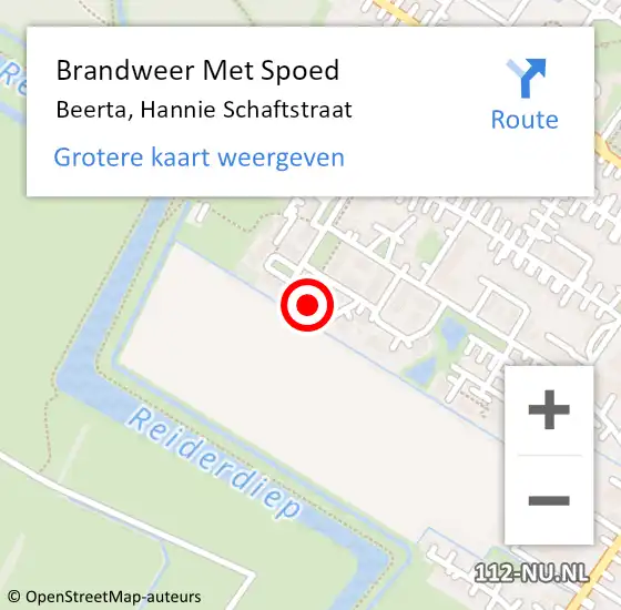 Locatie op kaart van de 112 melding: Brandweer Met Spoed Naar Beerta, Hannie Schaftstraat op 9 april 2022 14:42