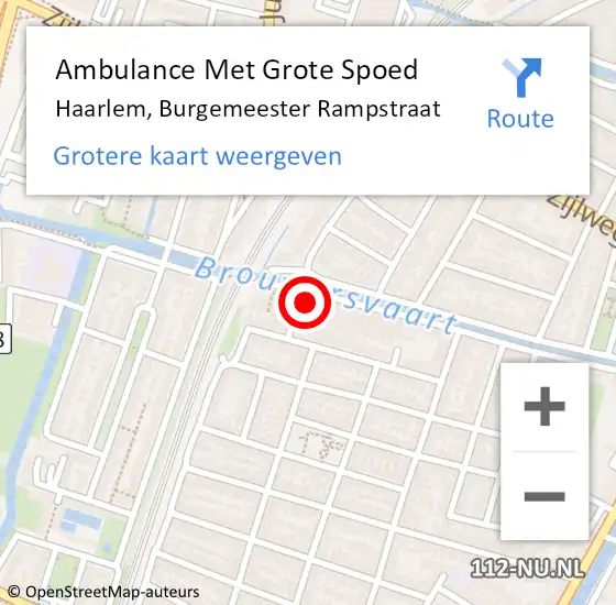 Locatie op kaart van de 112 melding: Ambulance Met Grote Spoed Naar Haarlem, Burgemeester Rampstraat op 9 april 2022 14:43