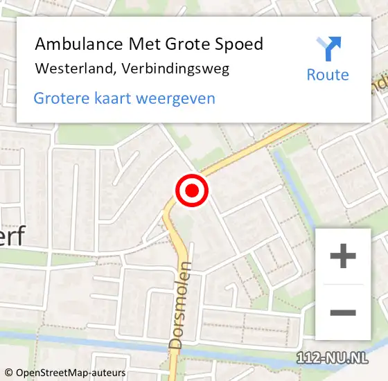 Locatie op kaart van de 112 melding: Ambulance Met Grote Spoed Naar Westerland, Verbindingsweg op 9 april 2022 14:48