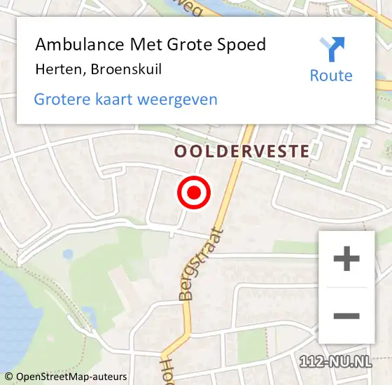 Locatie op kaart van de 112 melding: Ambulance Met Grote Spoed Naar Herten, Broenskuil op 9 april 2022 14:48