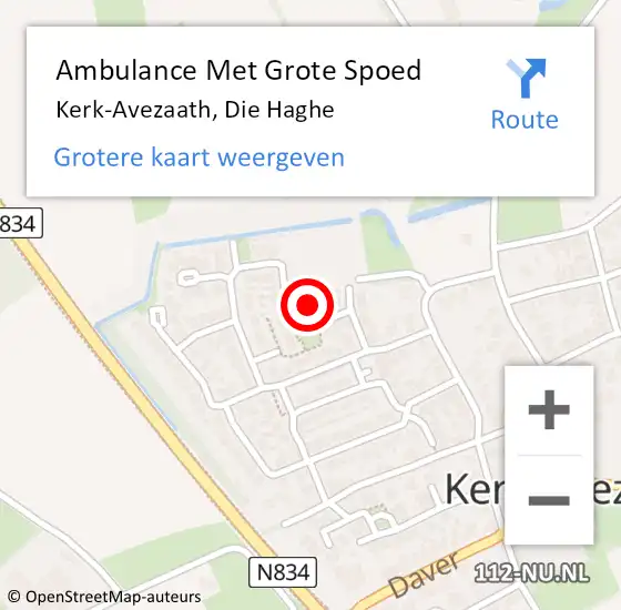 Locatie op kaart van de 112 melding: Ambulance Met Grote Spoed Naar Kerk-Avezaath, Die Haghe op 9 april 2022 15:00