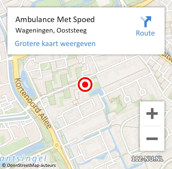 Locatie op kaart van de 112 melding: Ambulance Met Spoed Naar Wageningen, Ooststeeg op 9 april 2022 15:04