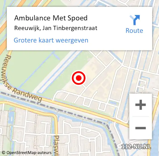 Locatie op kaart van de 112 melding: Ambulance Met Spoed Naar Reeuwijk, Jan Tinbergenstraat op 9 april 2022 15:18