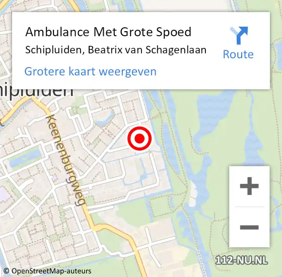 Locatie op kaart van de 112 melding: Ambulance Met Grote Spoed Naar Schipluiden, Beatrix van Schagenlaan op 9 april 2022 15:54