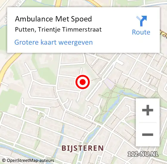 Locatie op kaart van de 112 melding: Ambulance Met Spoed Naar Putten, Trientje Timmerstraat op 9 april 2022 16:35