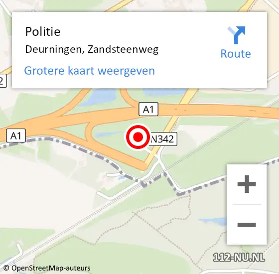 Locatie op kaart van de 112 melding: Politie Deurningen, Zandsteenweg op 9 april 2022 16:41