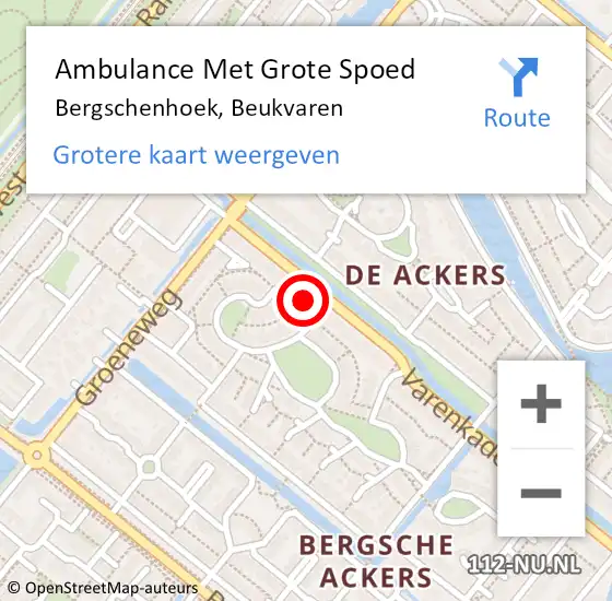 Locatie op kaart van de 112 melding: Ambulance Met Grote Spoed Naar Bergschenhoek, Beukvaren op 9 april 2022 16:44