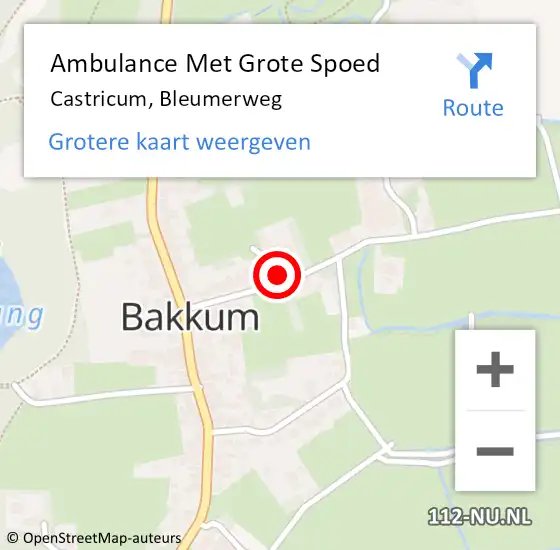 Locatie op kaart van de 112 melding: Ambulance Met Grote Spoed Naar Castricum, Bleumerweg op 9 april 2022 16:50