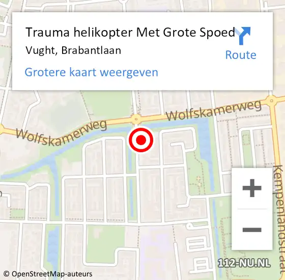 Locatie op kaart van de 112 melding: Trauma helikopter Met Grote Spoed Naar Vught, Brabantlaan op 9 april 2022 16:58