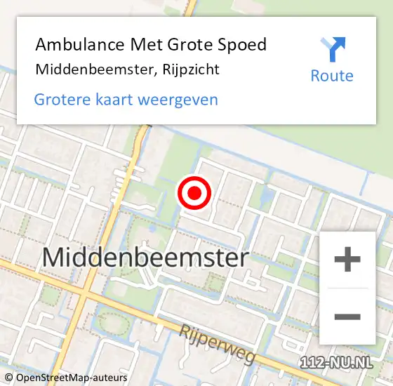 Locatie op kaart van de 112 melding: Ambulance Met Grote Spoed Naar Middenbeemster, Rijpzicht op 9 april 2022 17:13