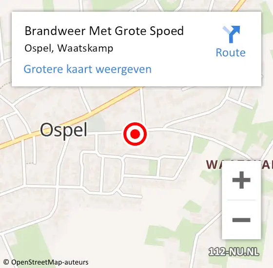 Locatie op kaart van de 112 melding: Brandweer Met Grote Spoed Naar Ospel, Waatskamp op 9 april 2022 17:24