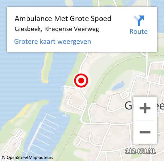 Locatie op kaart van de 112 melding: Ambulance Met Grote Spoed Naar Giesbeek, Rhedense Veerweg op 9 april 2022 17:34