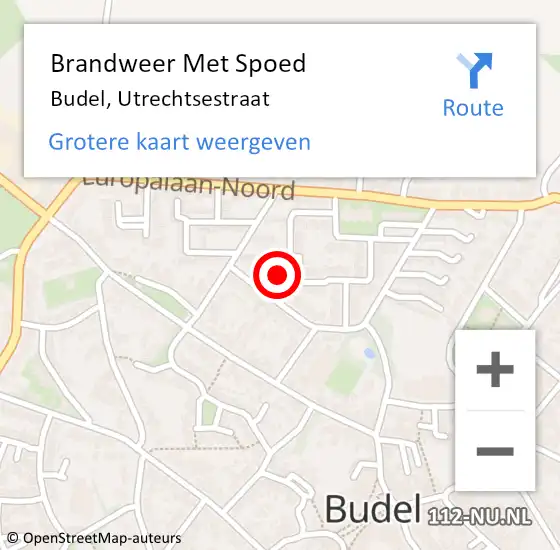 Locatie op kaart van de 112 melding: Brandweer Met Spoed Naar Budel, Utrechtsestraat op 9 april 2022 17:38