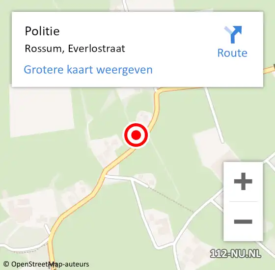Locatie op kaart van de 112 melding: Politie Rossum, Everlostraat op 9 april 2022 17:46