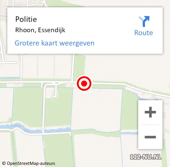 Locatie op kaart van de 112 melding: Politie Rhoon, Essendijk op 9 april 2022 17:53