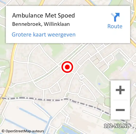 Locatie op kaart van de 112 melding: Ambulance Met Spoed Naar Bennebroek, Willinklaan op 9 april 2022 18:07