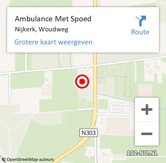 Locatie op kaart van de 112 melding: Ambulance Met Spoed Naar Nijkerk, Woudweg op 9 april 2022 18:19