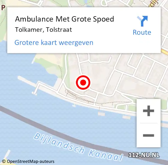 Locatie op kaart van de 112 melding: Ambulance Met Grote Spoed Naar Tolkamer, Tolstraat op 9 april 2022 18:19