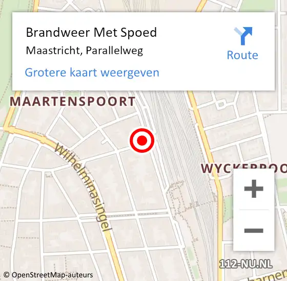 Locatie op kaart van de 112 melding: Brandweer Met Spoed Naar Maastricht, Parallelweg op 9 april 2022 18:28