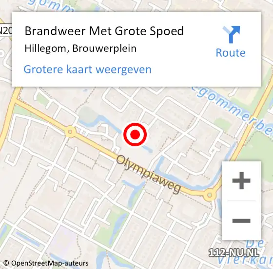 Locatie op kaart van de 112 melding: Brandweer Met Grote Spoed Naar Hillegom, Brouwerplein op 9 april 2022 18:41