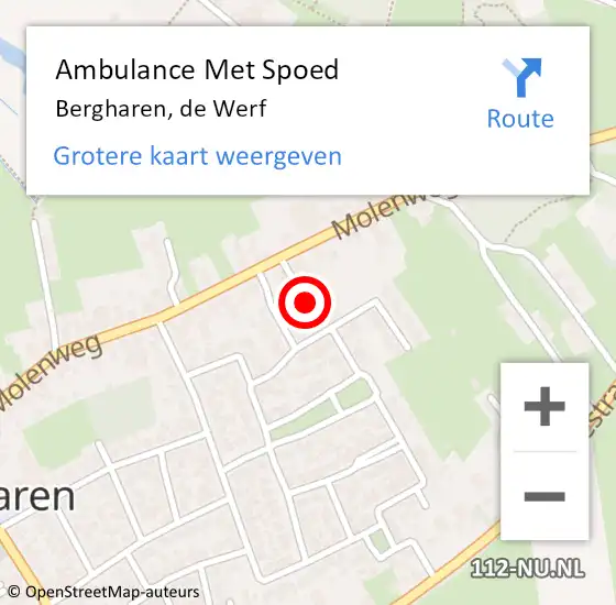 Locatie op kaart van de 112 melding: Ambulance Met Spoed Naar Bergharen, de Werf op 9 april 2022 18:45