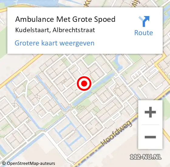 Locatie op kaart van de 112 melding: Ambulance Met Grote Spoed Naar Kudelstaart, Albrechtstraat op 9 april 2022 19:04