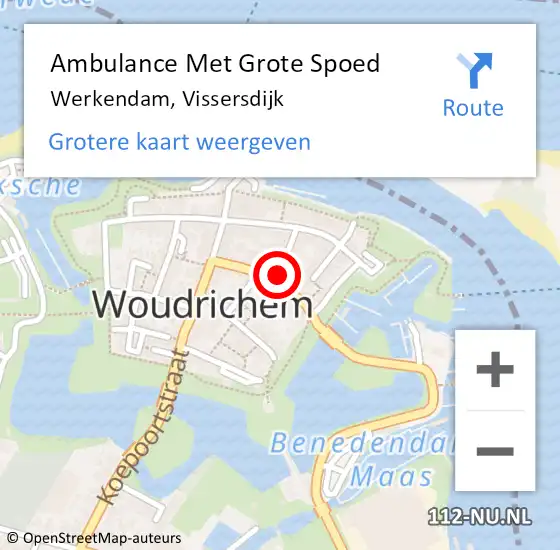 Locatie op kaart van de 112 melding: Ambulance Met Grote Spoed Naar Werkendam, Vissersdijk op 9 april 2022 19:10