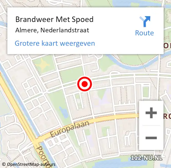 Locatie op kaart van de 112 melding: Brandweer Met Spoed Naar Almere, Nederlandstraat op 9 april 2022 19:38