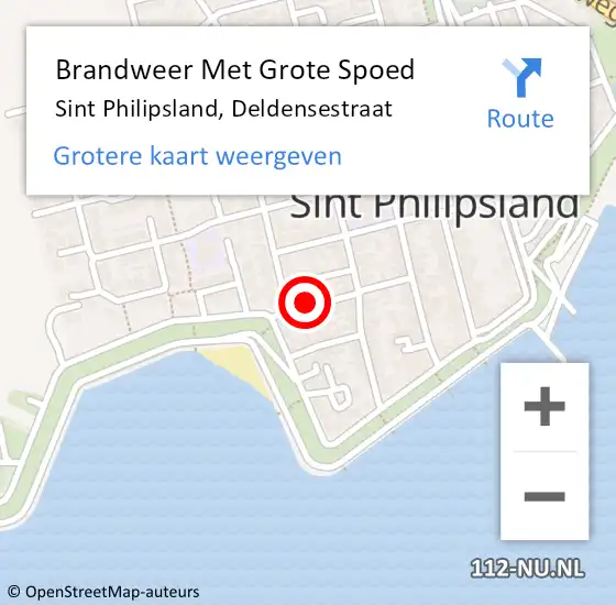 Locatie op kaart van de 112 melding: Brandweer Met Grote Spoed Naar Sint Philipsland, Deldensestraat op 9 april 2022 19:39