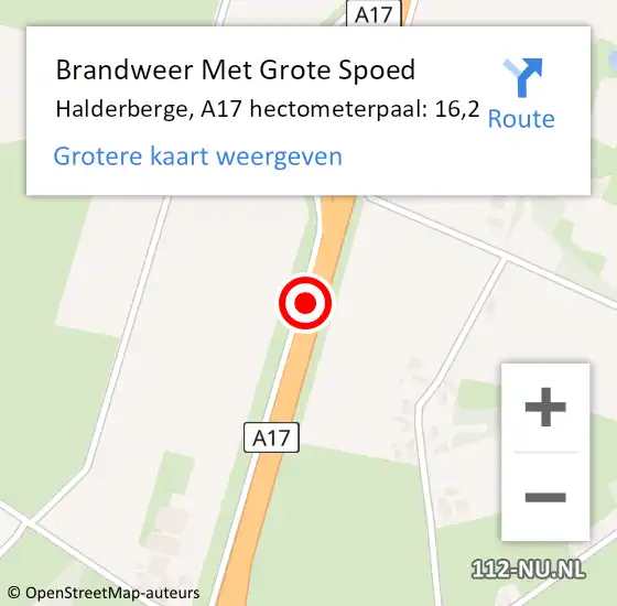 Locatie op kaart van de 112 melding: Brandweer Met Grote Spoed Naar Halderberge, A17 hectometerpaal: 16,2 op 9 april 2022 19:53