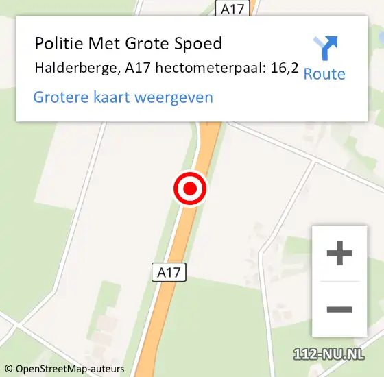 Locatie op kaart van de 112 melding: Politie Met Grote Spoed Naar Halderberge, A17 hectometerpaal: 16,2 op 9 april 2022 20:02